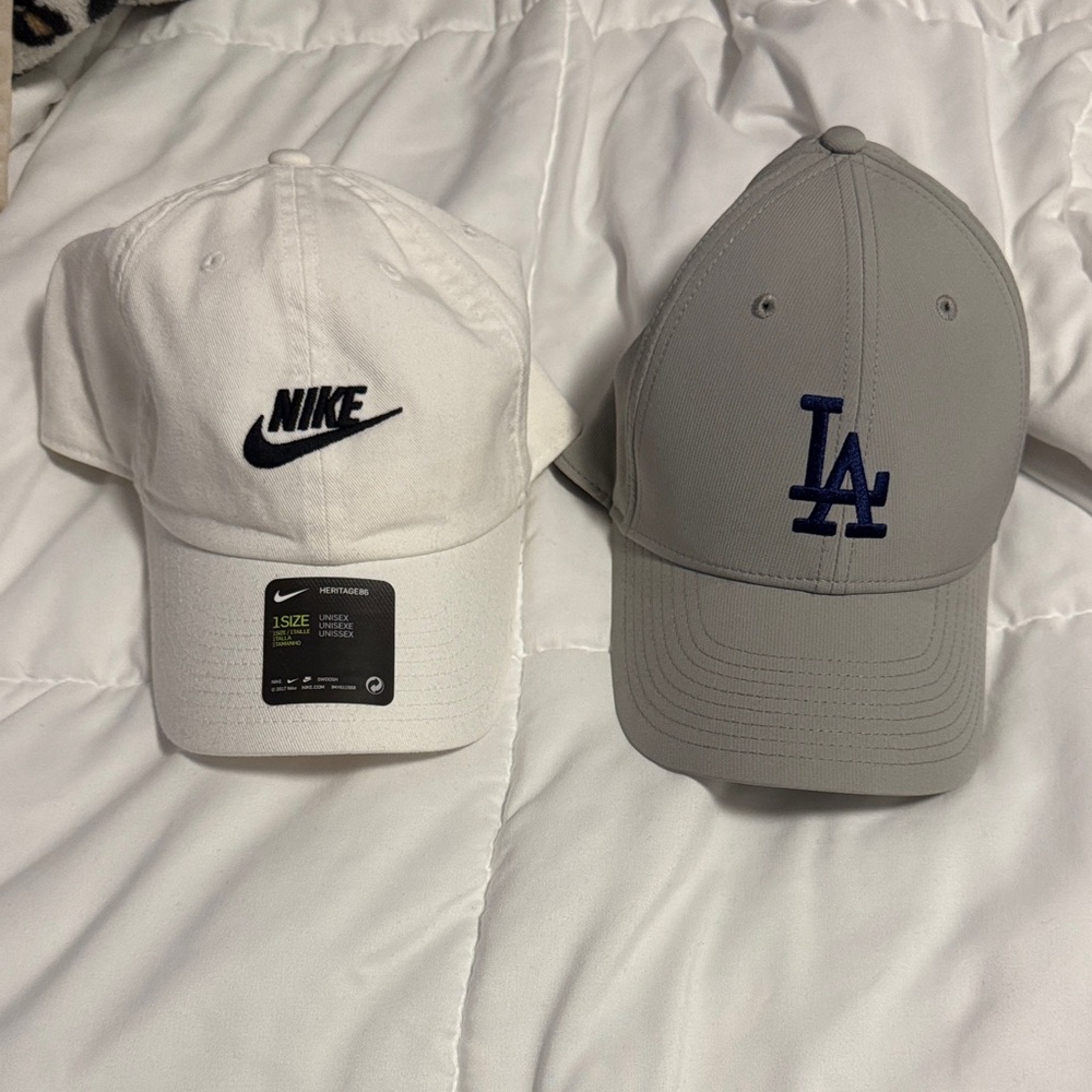 Nike White Cap and LA Gray Cap